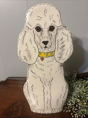VTG Nina Lyman Ceramic White Poodle Vase - Retired Collectible